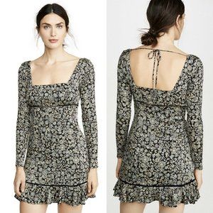 Free People 0 XS Boheme Floral Mini Dress Black